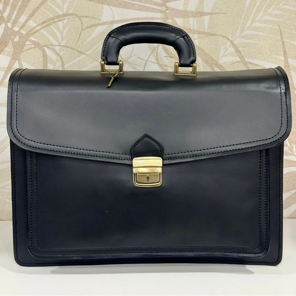 Classic Black Leather Briefcase